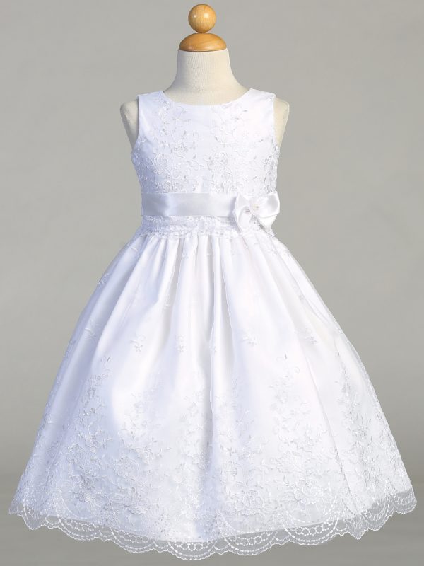 SP110.1 — SP110 White First Communion Dress Embroidered organza