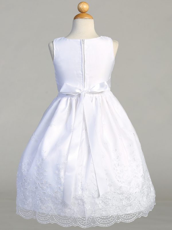 SP110.1 Back — SP110 White First Communion Dress Embroidered organza