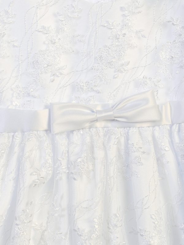 SP157 Closeup — SP157 White First Communion Dress Embroidered tulle