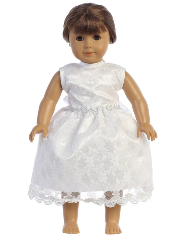 SP161 doll — SP161 White First Communion Dress Lace with silver trim