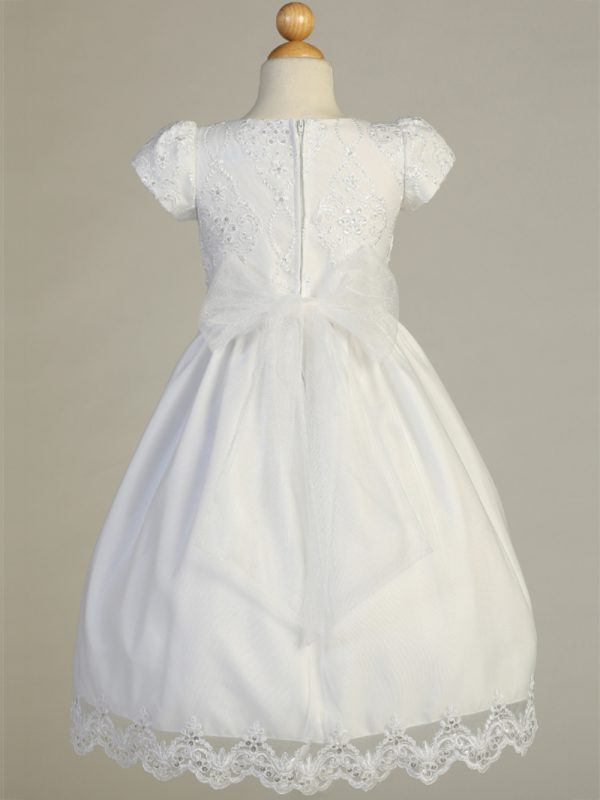 SP167 back — SP167 White First Communion Dress Embroidered lace with sequins on tulle