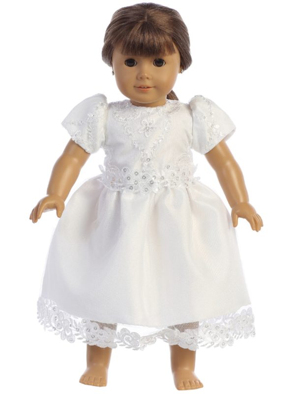 SP167 doll — SP167 White First Communion Dress Embroidered lace with sequins on tulle