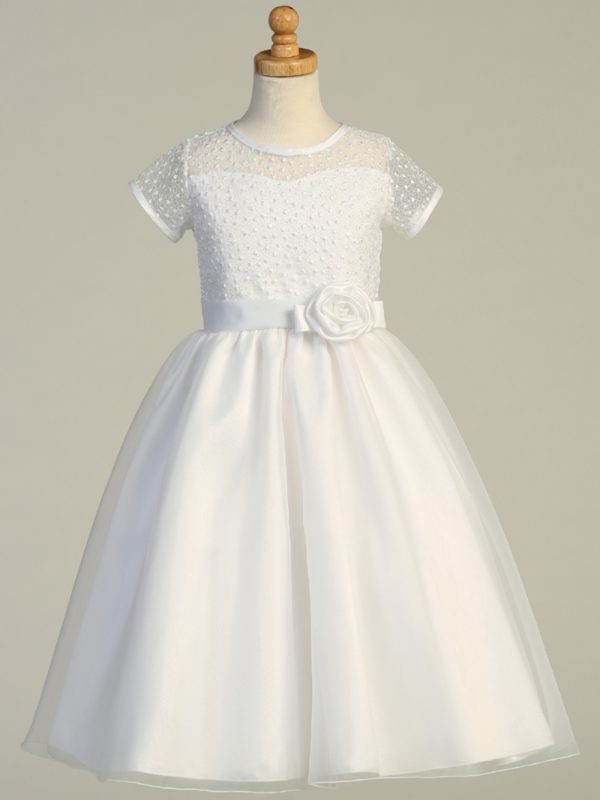 SP169 01 — SP169 White First Communion Dress Embroidered tulle & Organza