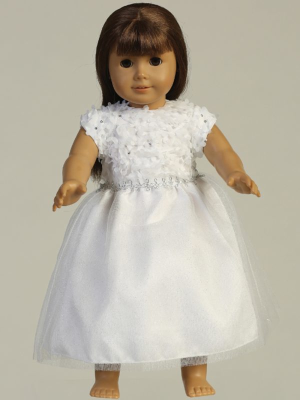 SP170 doll — SP170 White First Communion Dress Chiffon laser cut on tulle with sequins & glitter tulle