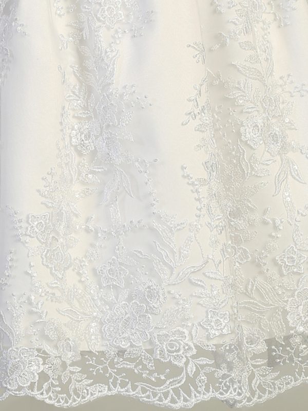 SP175 close up — SP175 White First Communion Dress Embroidered tulle with sequins