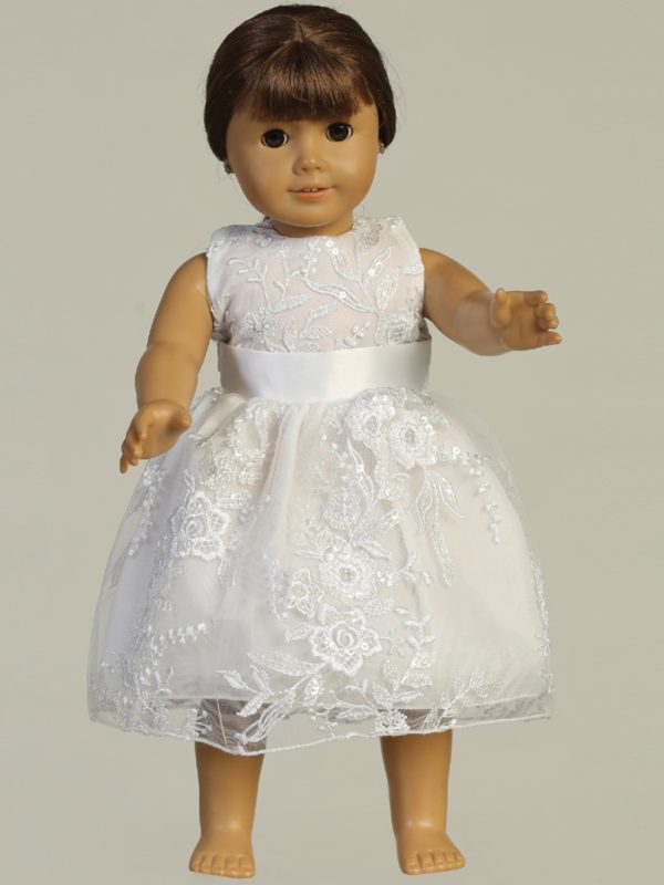 SP175 doll — SP175 White First Communion Dress Embroidered tulle with sequins