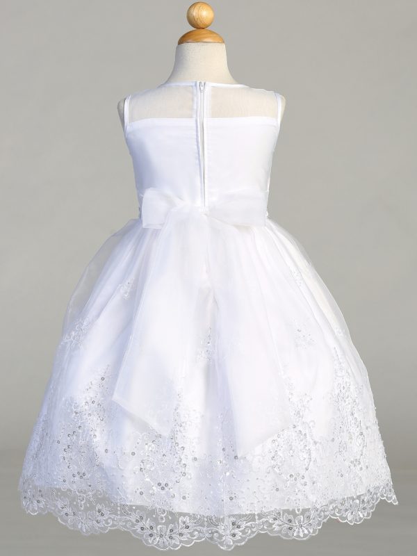 SP180 Back — SP180 White First Communion Dress Embroidered organza with sequins