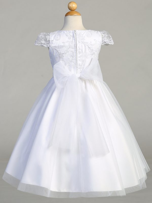 SP182 back — SP182 White First Communion Dress Corded tulle with sequins