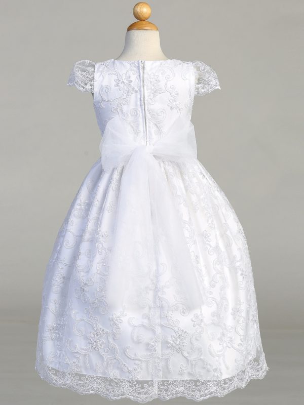 SP183 BACK — SP183 White First Communion Dress Corded tulle with sequins