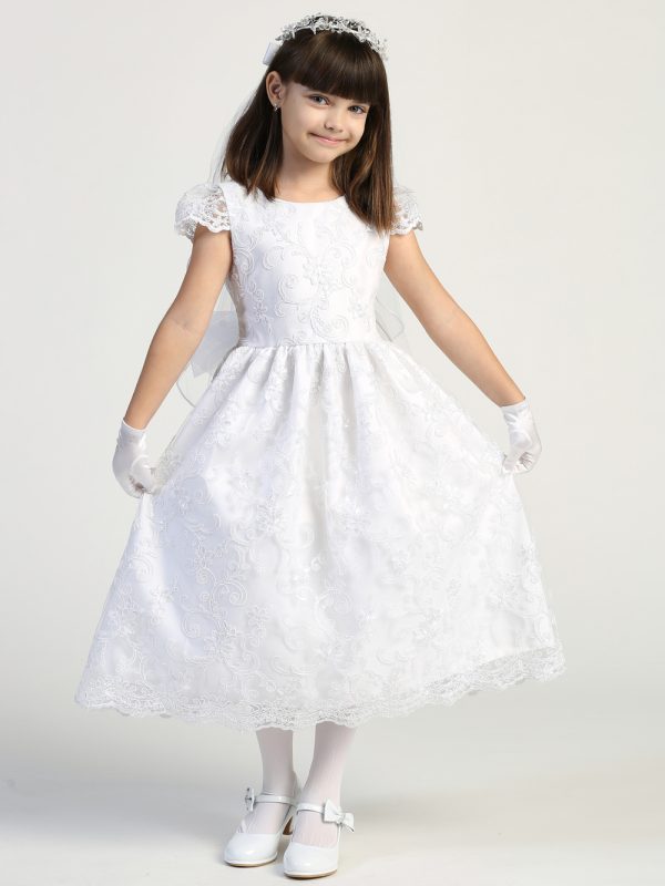 SP183 Model — SP183 White First Communion Dress Corded tulle with sequins