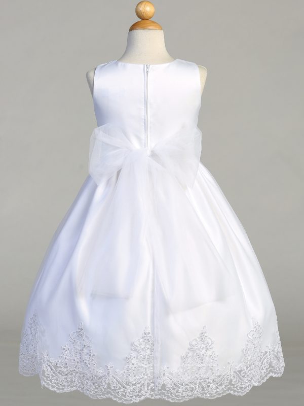 SP184 back — SP184 White First Communion Dress Tulle with corded embroidery & sequins