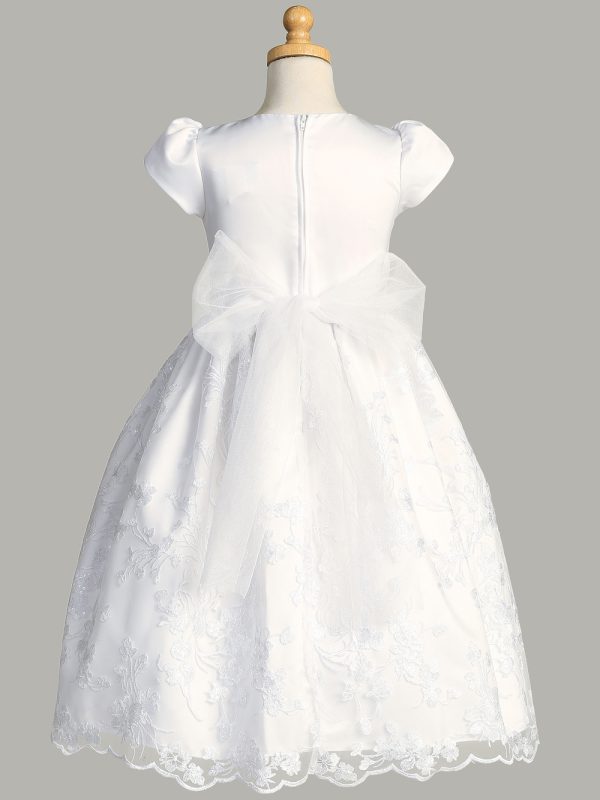 SP186 Back — SP186 White First Communion Dress Satin & Embroidered tulle with sequins