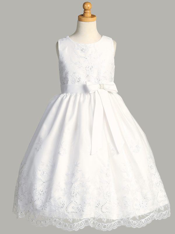 SP188 — SP188 White First Communion Dress Embroidered tulle with sequins