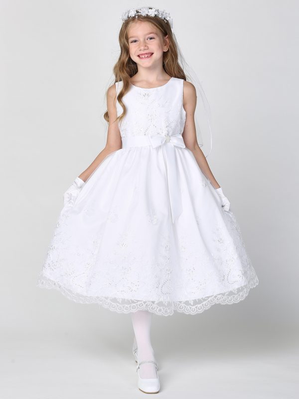SP188 model — SP188 White First Communion Dress Embroidered tulle with sequins