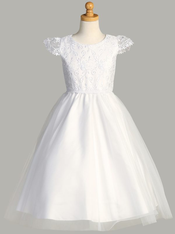SP189 — SP189 White First Communion Dress Embroidered tulle