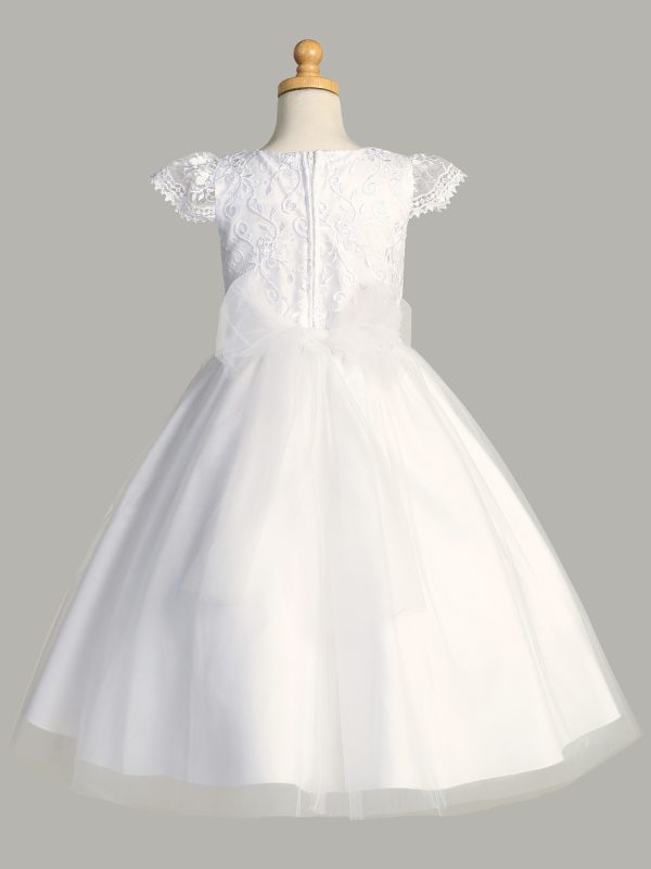 SP189 Back — SP189 White First Communion Dress Embroidered tulle