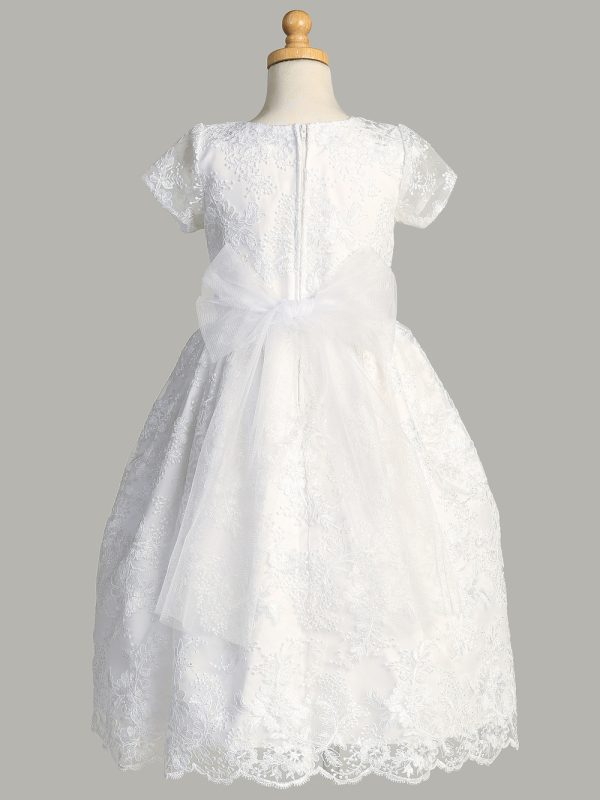 SP194 Back — SP194 White First Communion Dress Corded / Embroidered tulle with sequins