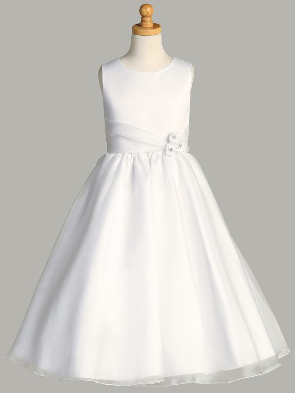SP199 — SP199 White First Communion Dress Satin & Crystal organza