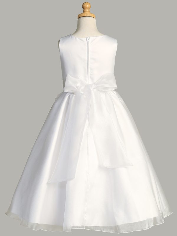 SP199 Back — SP199 White First Communion Dress Satin & Crystal organza