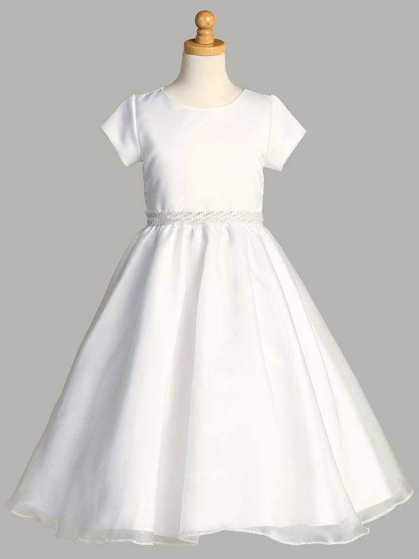 SP200 — SP200 White First Communion Dress Satin & Crystal organza