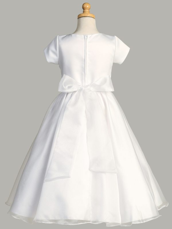 SP200 Back — SP200 White First Communion Dress Satin & Crystal organza