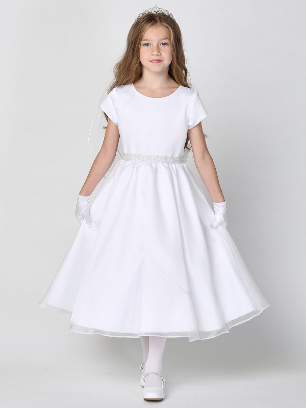 SP200 model — SP200 White First Communion Dress Satin & Crystal organza