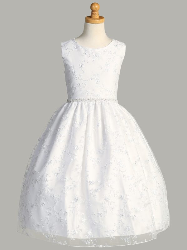 SP201 — SP201 White First Communion Dress Embroidered tulle with sequins