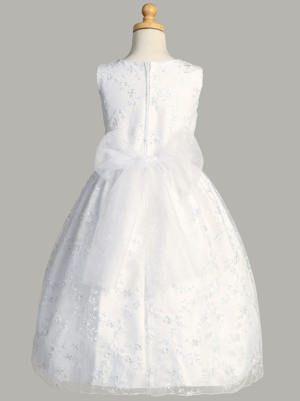 SP201 Back — SP201 White First Communion Dress Embroidered tulle with sequins