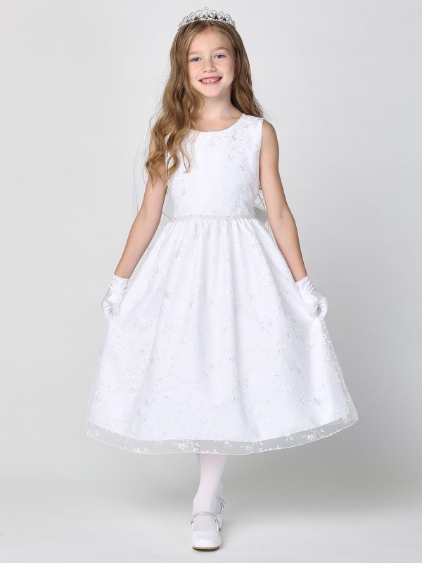 SP201 model — SP201 White First Communion Dress Embroidered tulle with sequins