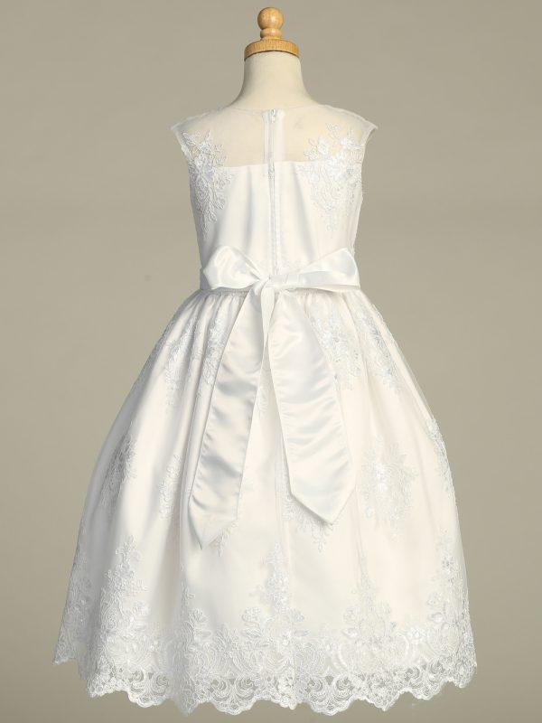 SP203 White back — SP203 White First Communion Dress Corded embroidered tulle with sequins
