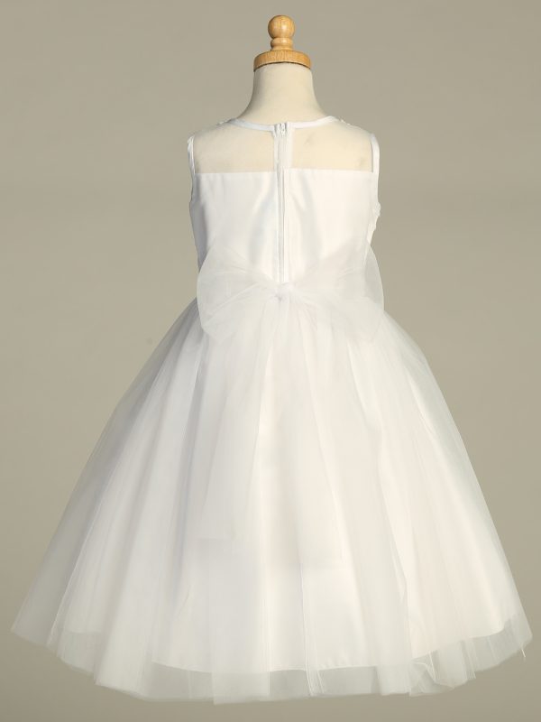 SP204 White back — SP204 White First Communion Dress Corded embroidered tulle with sequins