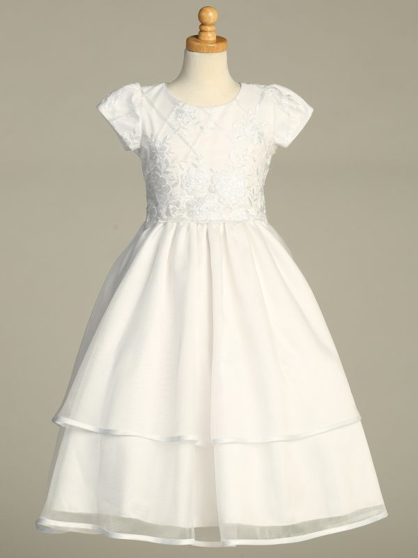 SP205 White — SP205 White First Communion Dress Embroidered tulle with sequins