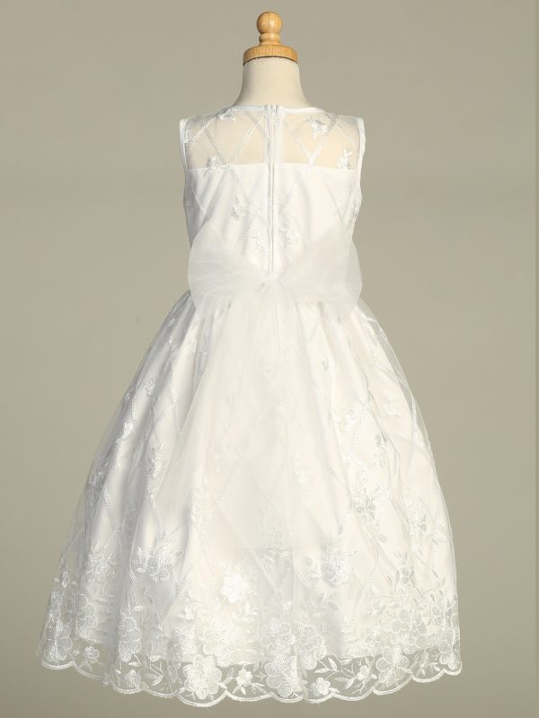 SP206 White back — SP206 White First Communion Dress Embroidered tulle with sequins