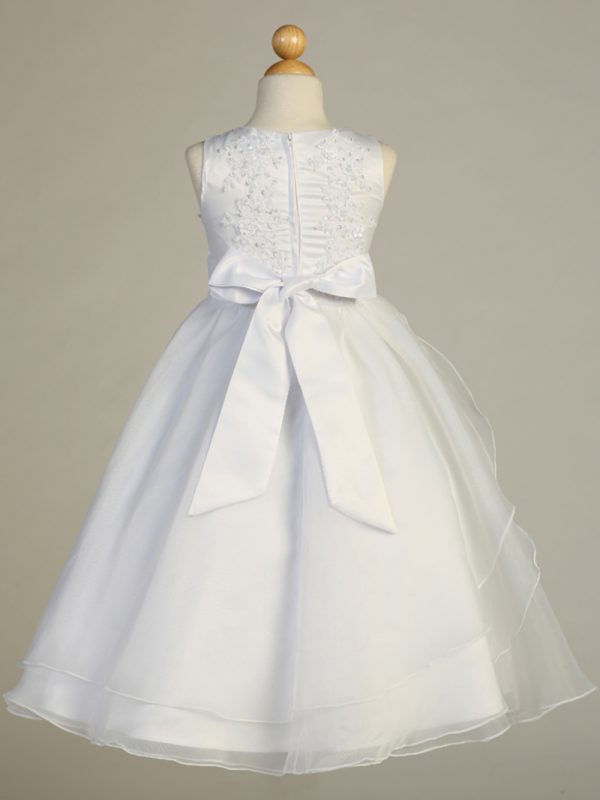 SP604 back — SP604 White First Communion Dress Beaded applique on tulle & organza