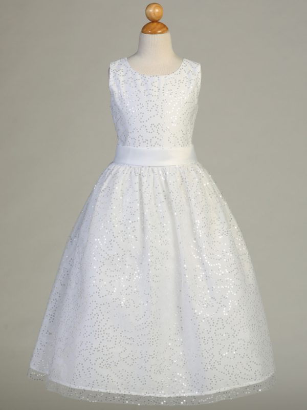 SP615 gry — SP615 White First Communion Dress Tulle with sequins