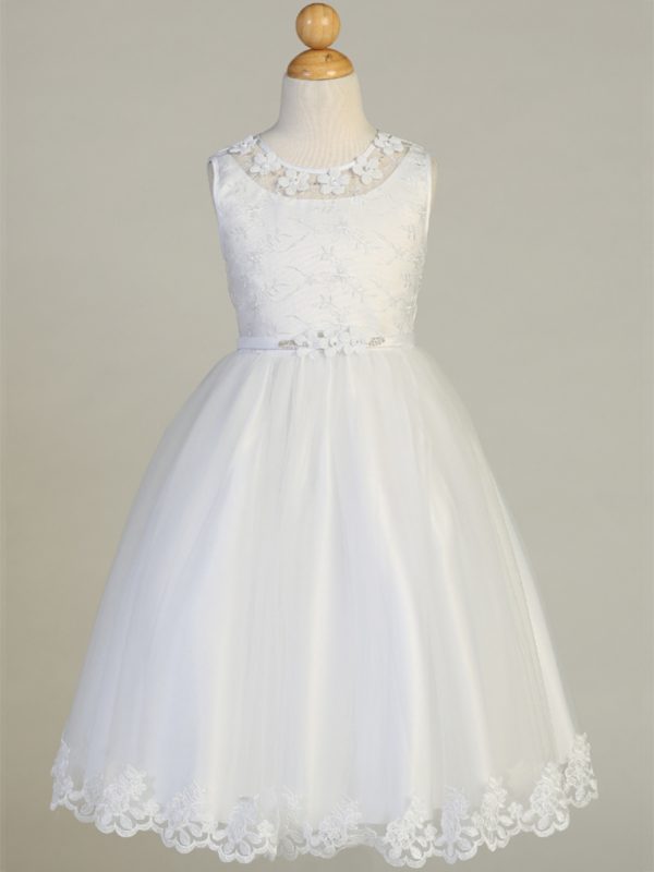 SP646 — SP646 White First Communion Dress Embroidered tulle
