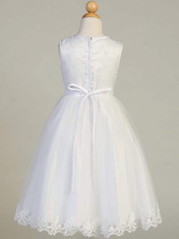 SP646 back — SP646 White First Communion Dress Embroidered tulle