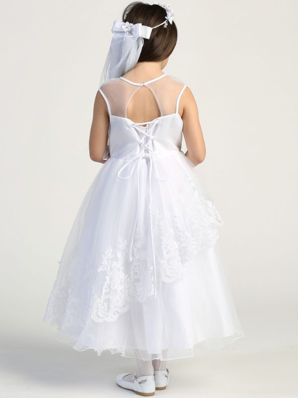 SP648 Model back — SP648 White First Communion Dress Tulle with beaded applique