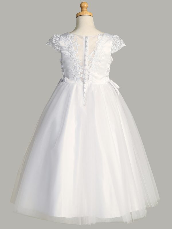 SP715 Back — SP715 White First Communion Dress Satin & Tulle with corset sides