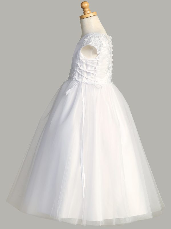 SP715 Side — SP715 White First Communion Dress Satin & Tulle with corset sides