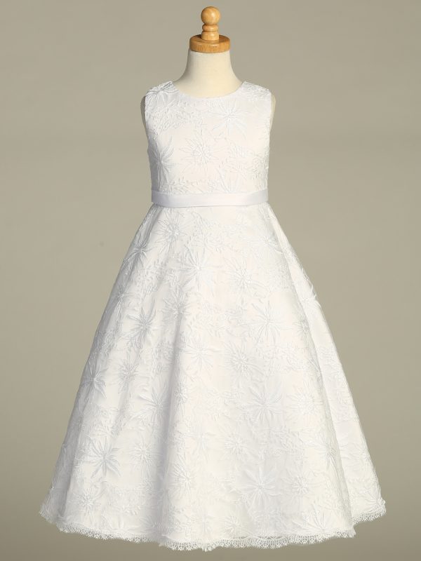 SP722 Front — SP722 White First Communion Dress Embroidered tulle with sequins