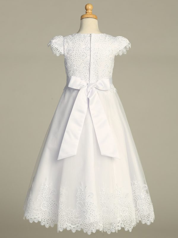 SP724 Back — SP724 White First Communion Dress Embroidered tulle with sequins