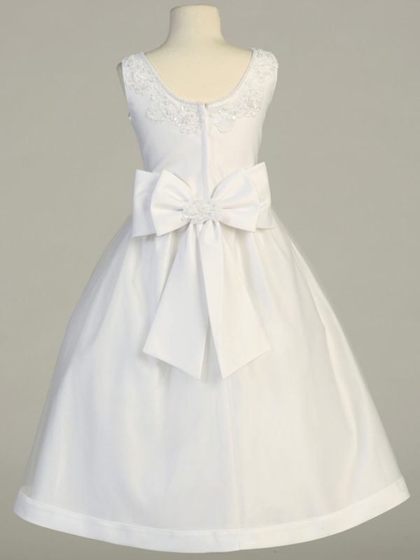 SP917 White First Communion Dress Beaded satin & tulle - Image 2