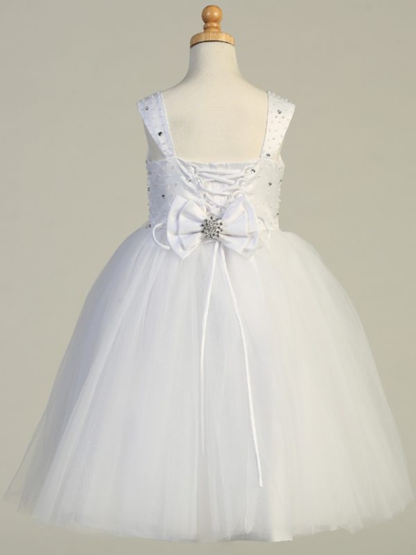 SP927 back without bolero — SP927 White First Communion Dress Beaded satin & tulle