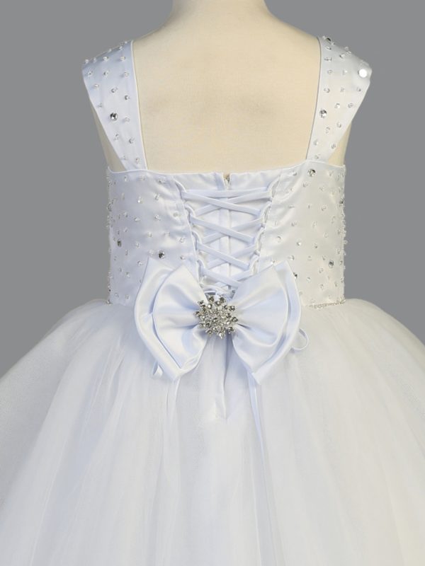 SP927 back 01 — SP927 White First Communion Dress Beaded satin & tulle