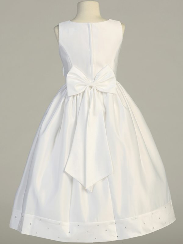 SP961 back — SP961 White First Communion Dress Satin with rhinestones