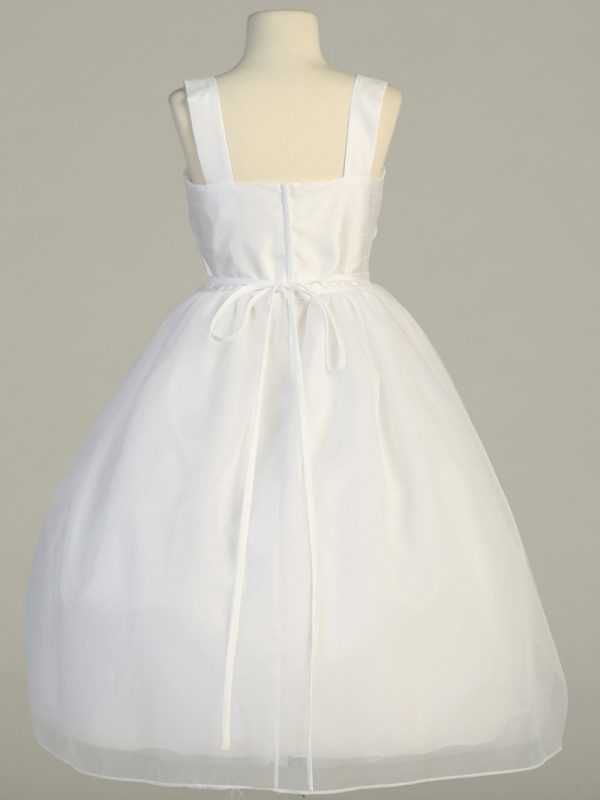 SP962 back — SP962 White First Communion Dress Shantung & Organza