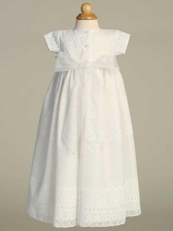 Stella Back white — STELLA WHT Embroidered tulle gown - Girls