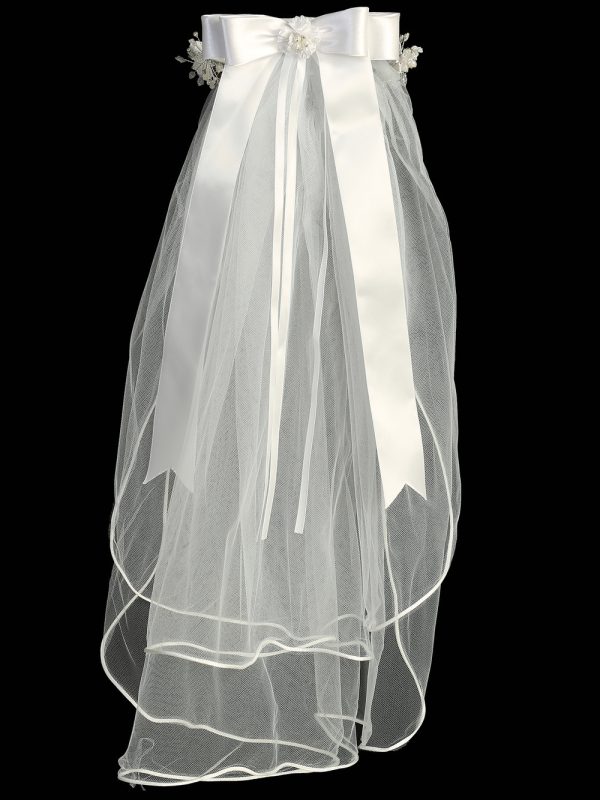 T 505 Back — T-505 WHT 24" veil - Corded flowers with pearls & rhinestones - Veils