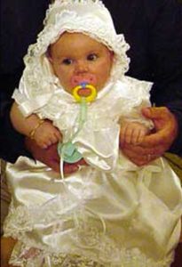 Gillian is all ready in our HB7192 gown, pacifier not included